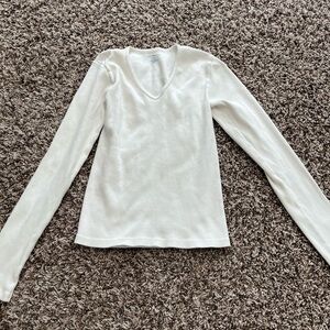 Brandy Melville white v neck longsleeve